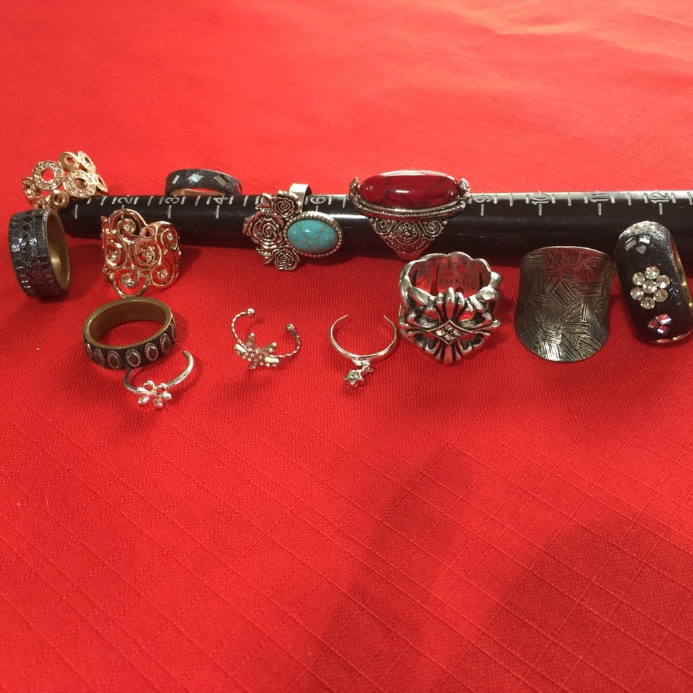 10 Rings + 3 Toe Rings Base Metal, Stigma, etc.